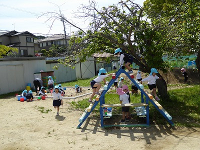 遊具で遊んでいます