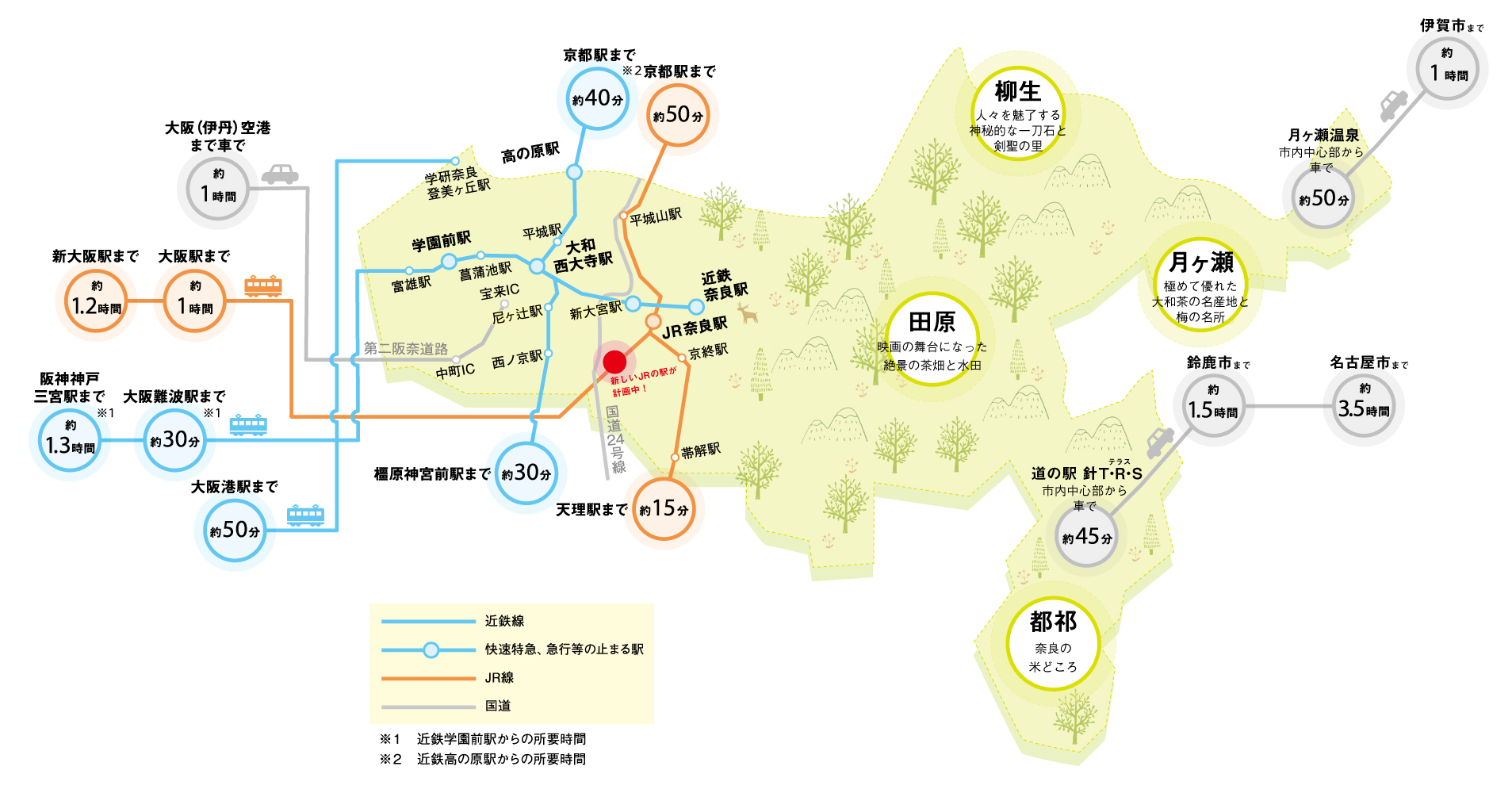 奈良市のアクセスマップ