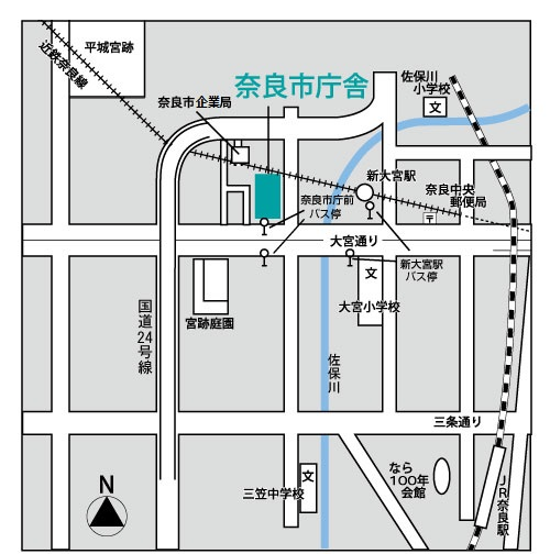 市役所周辺の見取り図