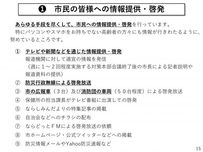 本市における新型コロナウイルス対策の現状について