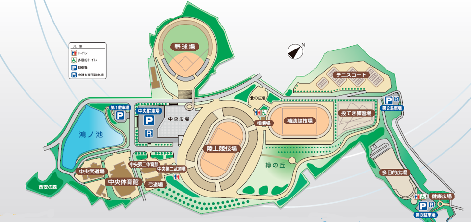 鴻ノ池運動公園の全体地図
