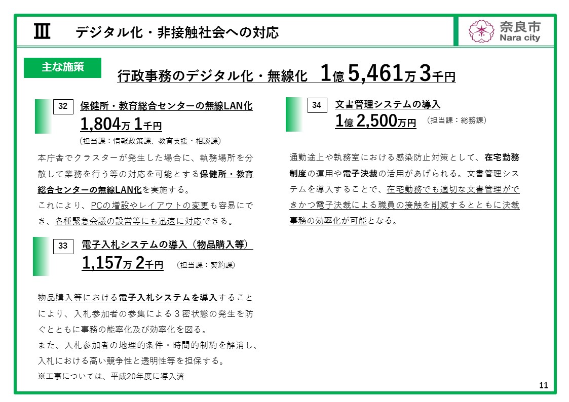 令和2年度 奈良市9月補正予算(案)説明資料