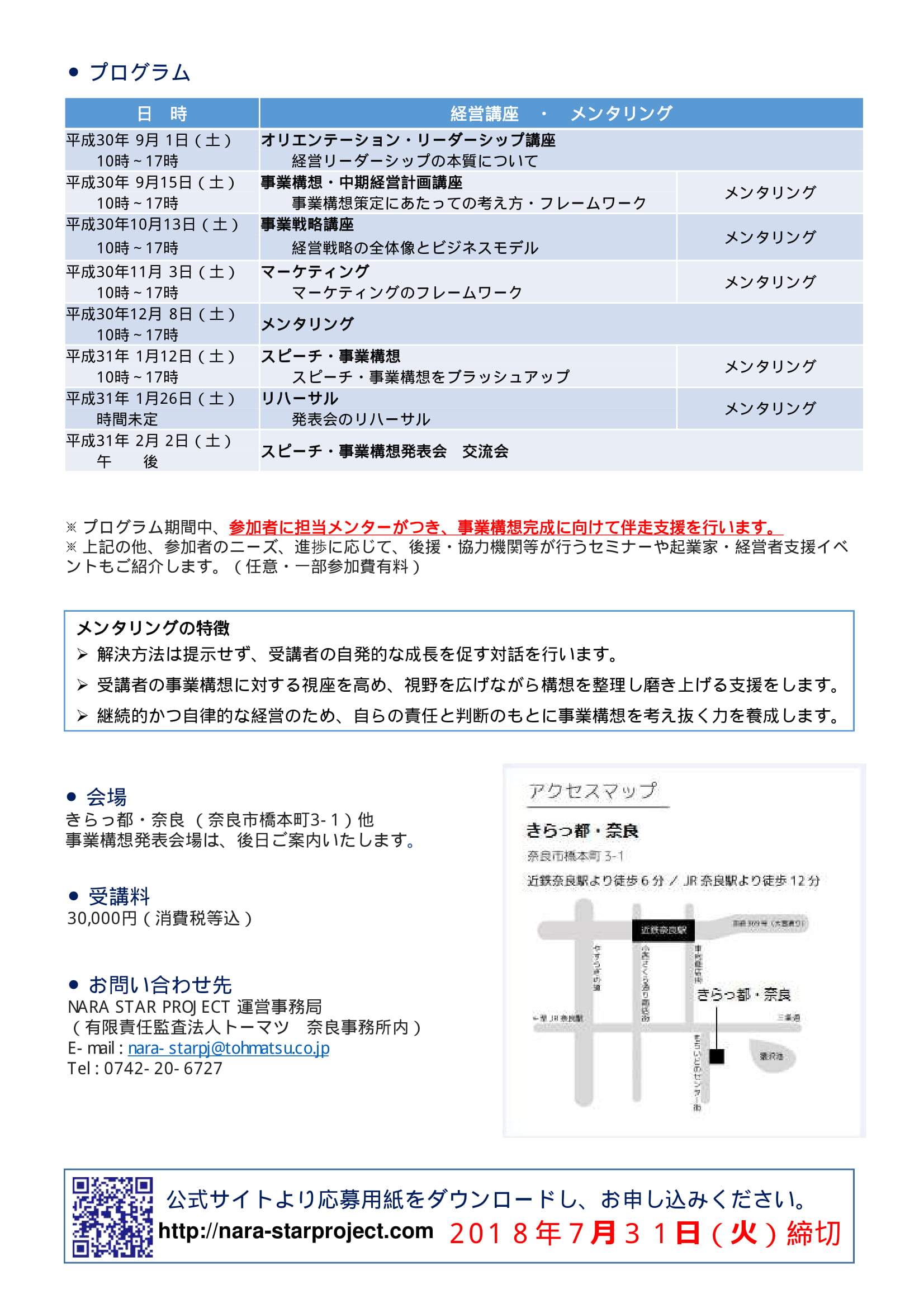 「NARA STAR PROJECT」のスター起業家(経営者)候補第2期生募集の画像2