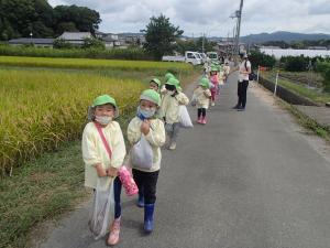 サツマイモをこども園まで持って帰ります。