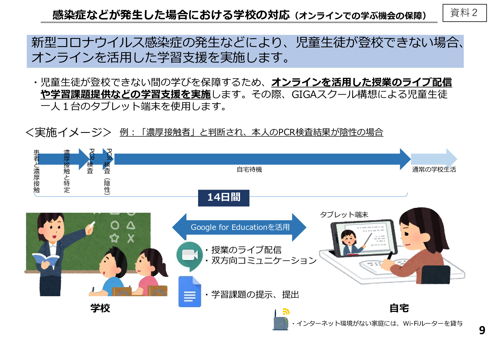 感染症などが発生した場合における学校の対応