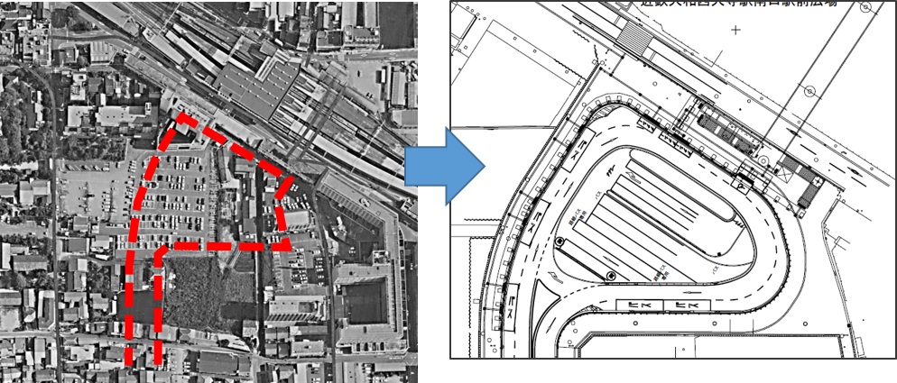 近鉄大和西大寺駅南口の区画整理の変遷