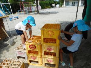 ビールケースの階段