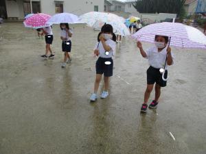 雨の園庭