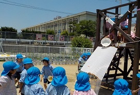 スライダーからの水流し