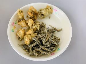 まだいの大和茶揚げ・煮干しの大和茶揚げ