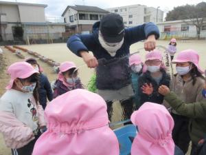 大きな氷を見せる