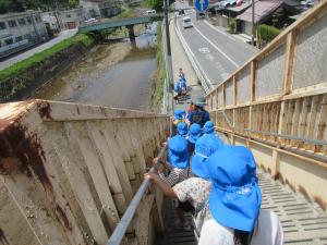 歩道橋を渡っています