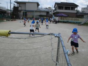 シュートの練習中