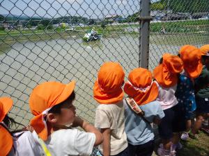 田植えの様子を見ている所