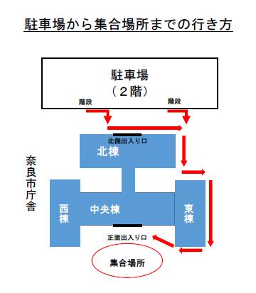 駐車場から集合場所までの行き方の画像