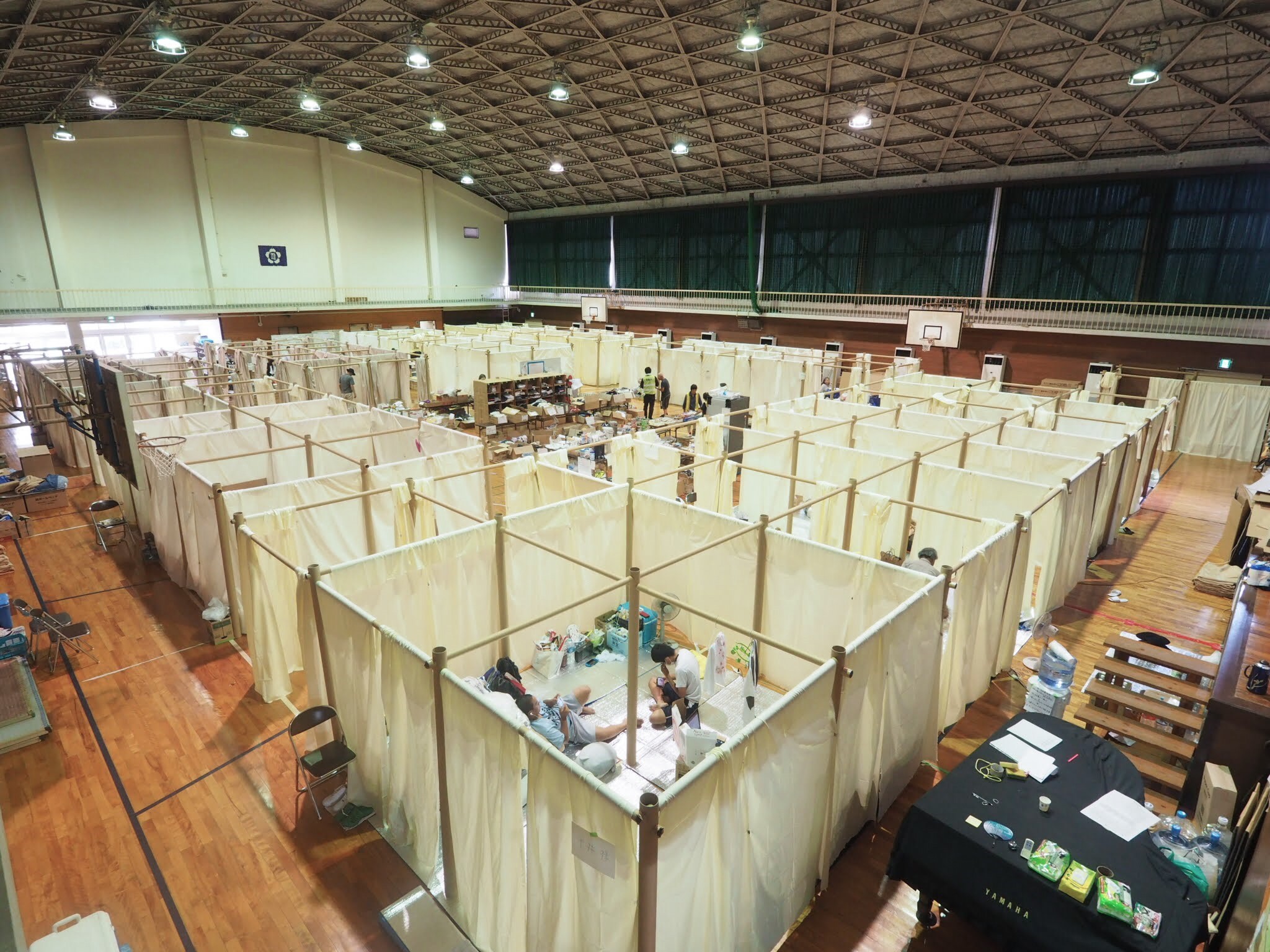倉敷市の避難所での設置状況(平成30年7月22日撮影)の画像