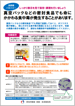 消費者向けのボツリヌス食中毒予防リーフレット画像です。