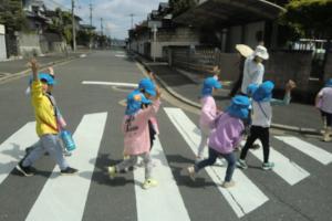 散歩で横断歩道を渡る