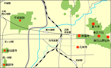 実施社寺と無料拝観場所 地図画像