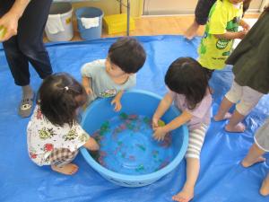 2歳児　感触遊び（寒天）