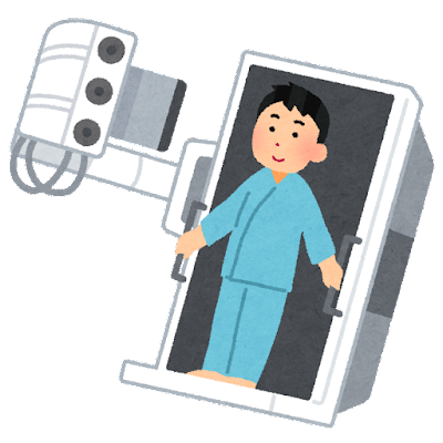 バリウム検査を受ける男性