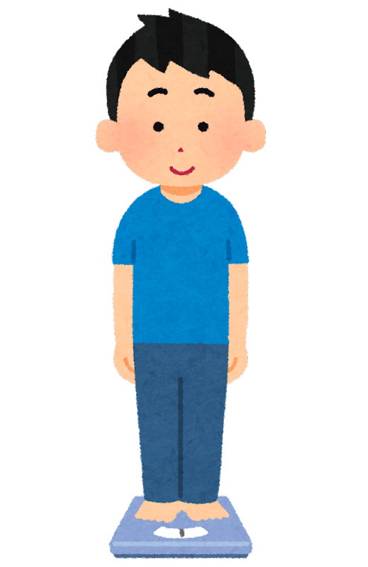 体重計に乗る男性