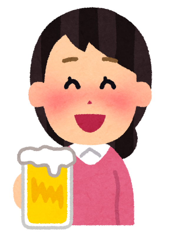 お酒を飲む女性のイラスト