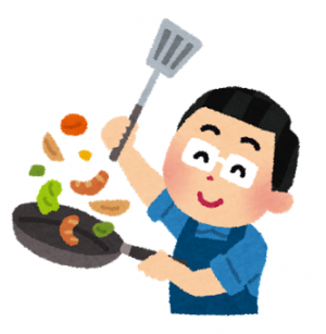 料理をする男性のイラスト