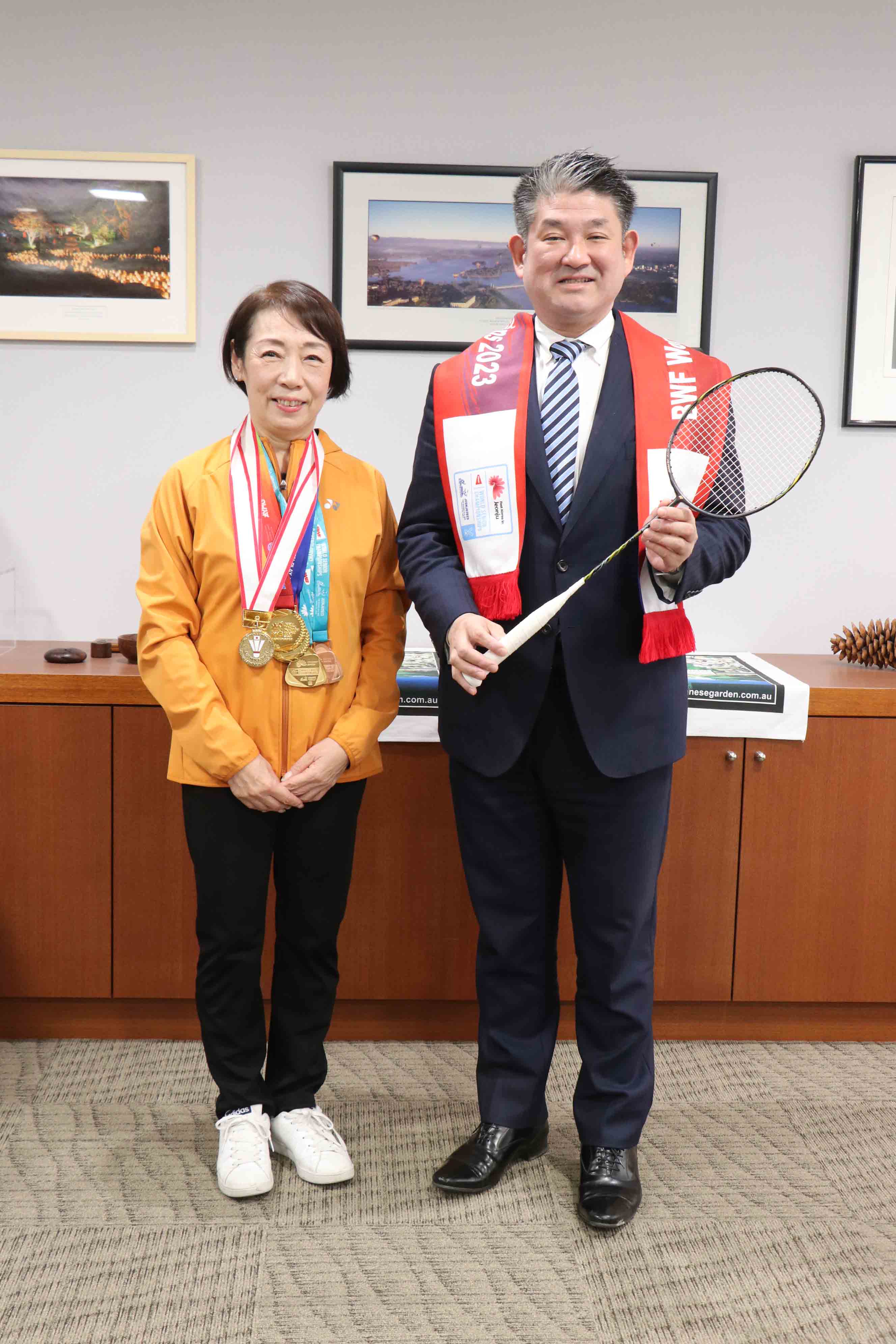 BWF世界シニアバドミントン選手権大会優勝者市長表敬訪問⑮（キャンベラの間）