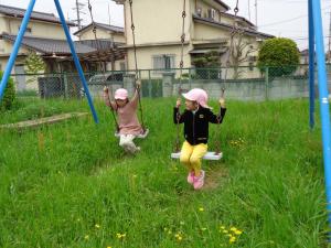 ブランコにのっています