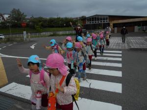 横断歩道を上手に渡っています