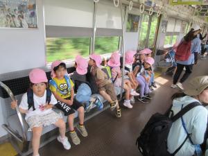 電車にのっているところ