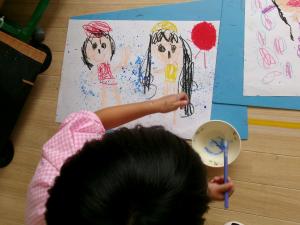 水が飛んでいるよ