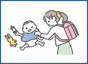 家族に代わり、幼いきょうだいの世話をしている。