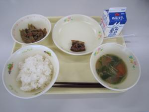 R7.01.24ご飯・牛乳・にしんのかんろ煮・奈良漬きんぴら・大和茶すいとん