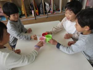5歳児マラソン後のお疲れ様会の様子