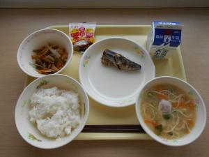 R7.2.3ご飯・牛乳・いわしのおかかに・きんぴらごぼう・にゅうめん・福豆