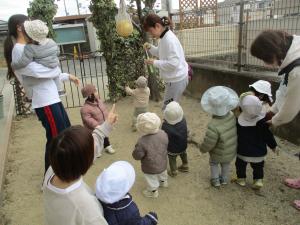 シャボン玉を追いかけています。
