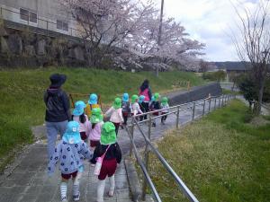 桜の木の下を歩きました