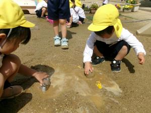砂と水で遊ぶ
