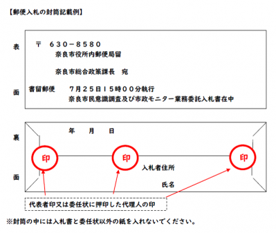 郵便入札書き方