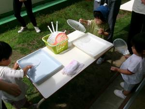 1歳児クラス　しゃぼんだま遊び