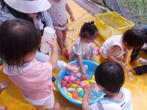 水遊びをしています