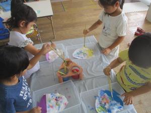 4歳児かき氷の製作の様子