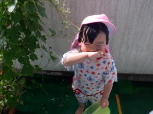 水をかけてもらい喜んでいます
