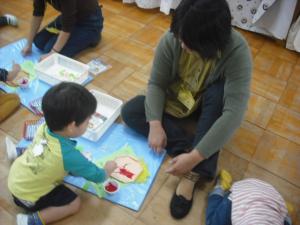 ピザをつくっているところ