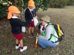 2組地域の方とドングリを拾っています