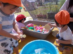 水遊びをしています