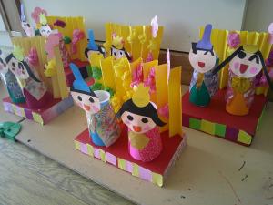 ４歳児がつくったひな人形