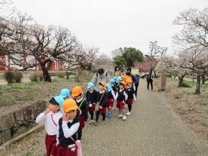 梅の花を見ているところ